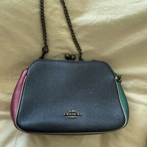 Coach Multicolor Leather Kisslock Chain Bag